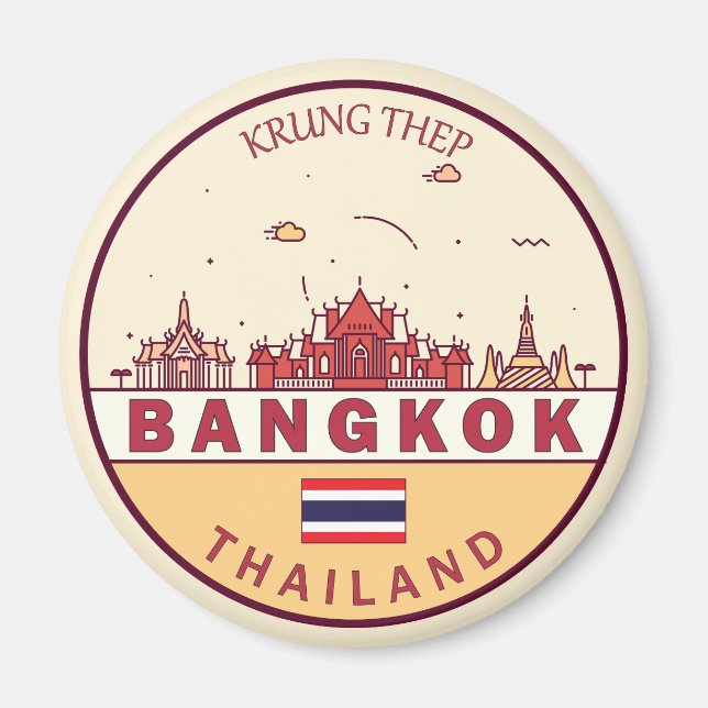 Bangkok Thailand City Skyline Emblem Magnet (Front)