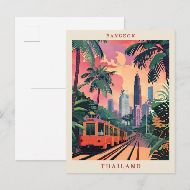 Bangkok Thailand Elegant Vintage Travel Postcard (Front/Back)