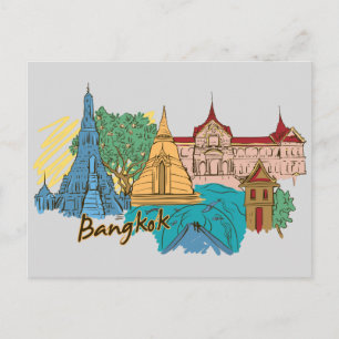 Bangkok, Thailand Famous City Travel Postcard