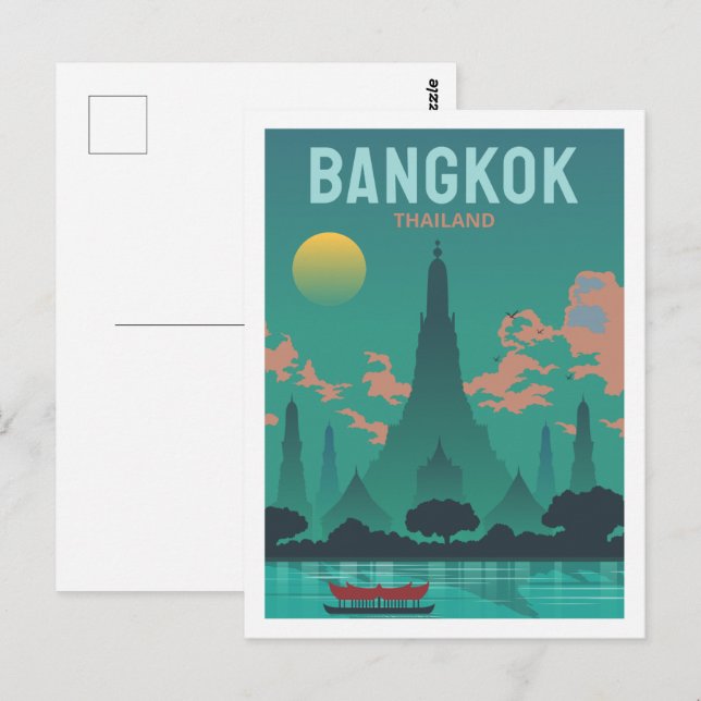 Bangkok Thailand Famous Travel Place Illustration Postcard (Front/Back)