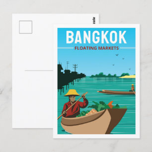 Bangkok Thailand Famous Travel Place Illustration Postcard
