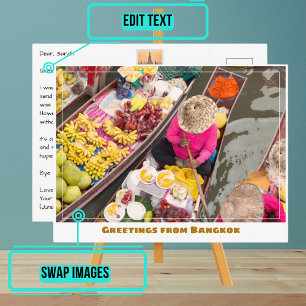 Bangkok Thailand Floating Market Modern Postcard