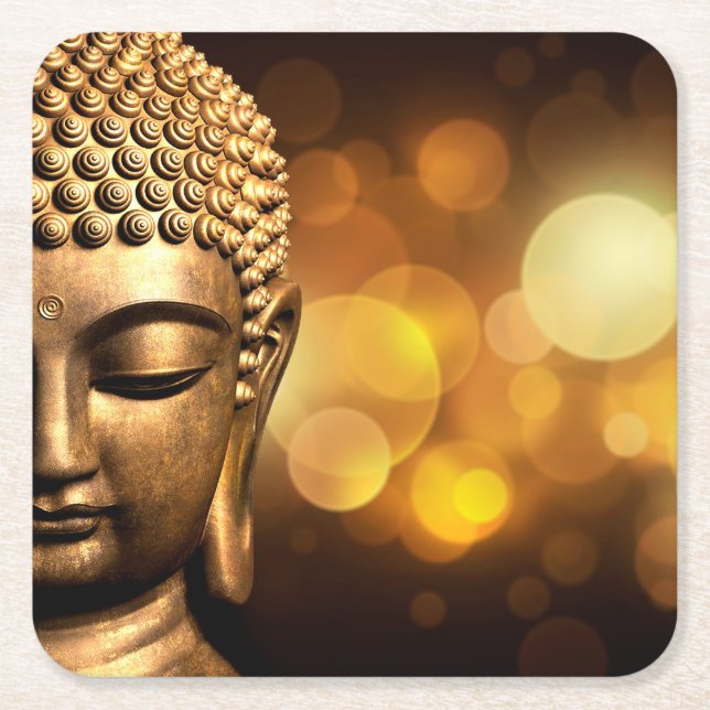 Bangkok, Thailand | Gold Buddha Square Paper Coaster (Front)