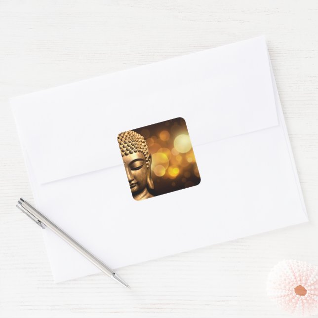Bangkok, Thailand | Gold Buddha Square Sticker (Envelope)