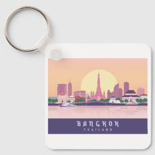 Bangkok Thailand Pastel Travel Design Key Ring