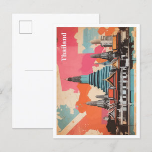 Bangkok Thailand Pop Art Travel Illustration Postcard