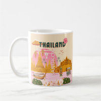 Bangkok Thailand Retro Vintage Travel Poster