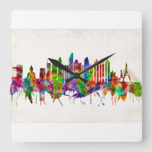 Bangkok Thailand Skyline Square Wall Clock