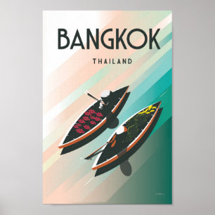 Bangkok thailand travel poster vintage  asian hat