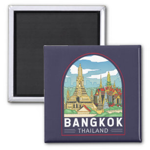 Bangkok Thailand Travel Retro Emblem Magnet