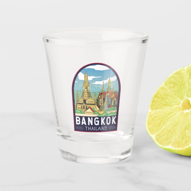 Bangkok Thailand Travel Retro Emblem Shot Glass (Front)
