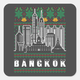 Bangkok Thailand Ugly Christmas Square Sticker