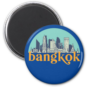 Bangkok Thailand Vintage City Skyline Cityscape Magnet