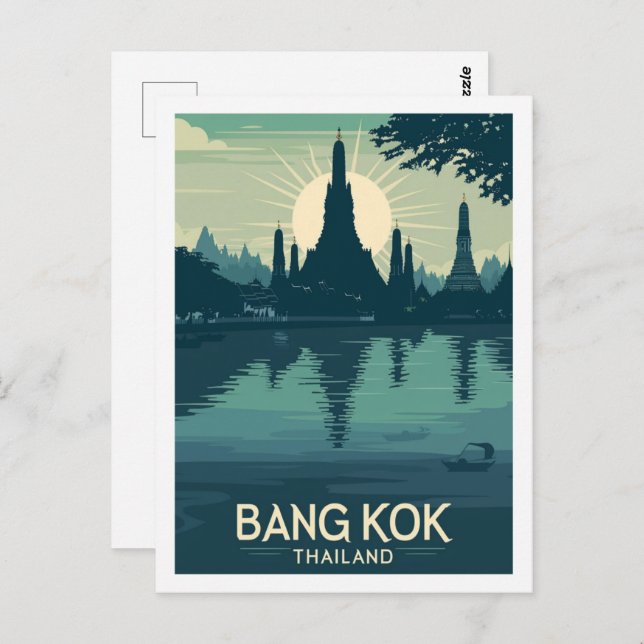 Bangkok Thailand Vintage Famous Travel Place Postcard (Front/Back)