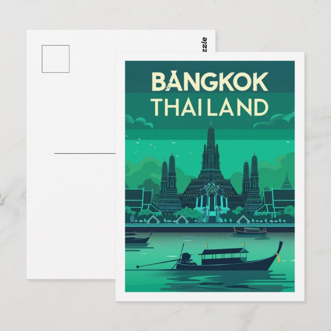 Bangkok Thailand Vintage Famous Travel Place Postcard (Front/Back)