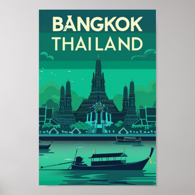 Bangkok Thailand Vintage Famous Travel Place Poster (Front)
