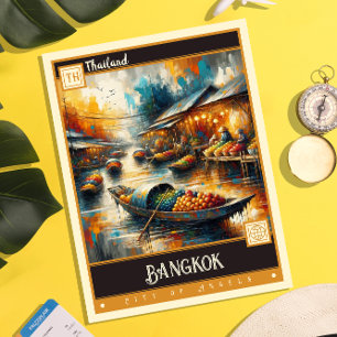 Bangkok, Thailand   Vintage Painting Postcard