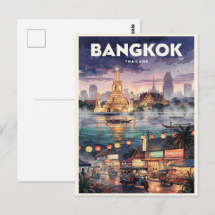 Bangkok Thailand Vintage Travel Postcard