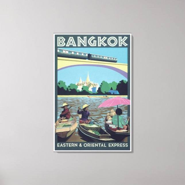 Bangkok,Thailand Vintage Travel Print (Front)