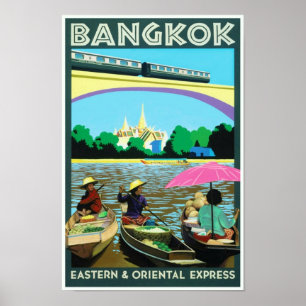 Bangkok,Thailand Vintage Travel Print