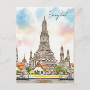 Bangkok Thailand Wat Arun Watercolor  Postcard