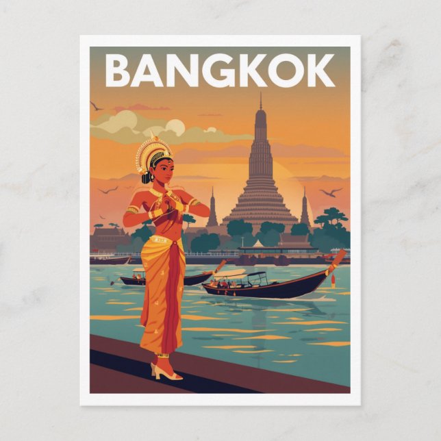 Bangkok Travel Poster Postcard (Front)