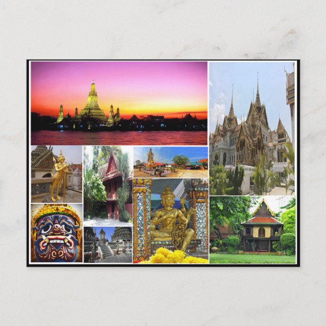 Bangkok travel religion Buddhism culture collage Postcard (Front)