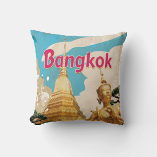 Bangkok Vintage Travel Poster Cushion