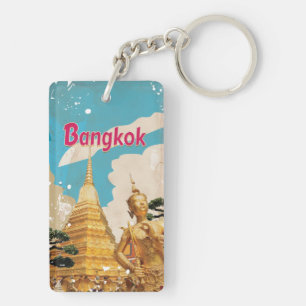 Bangkok Vintage Travel Poster Key Ring