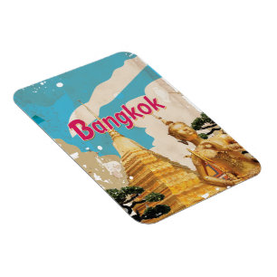 Bangkok Vintage Travel Poster Magnet