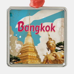 Bangkok Vintage Travel Poster Metal Tree Decoration