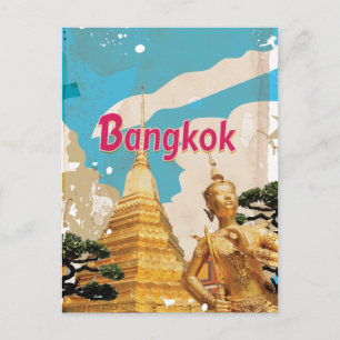 Bangkok Vintage Travel Poster Postcard