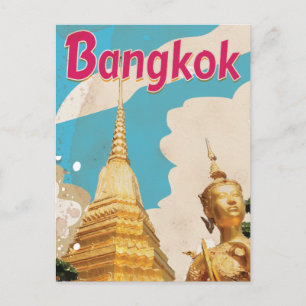 Bangkok Vintage Travel Poster Postcard