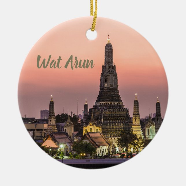 Bangkok Wat Arun Sunset BKK Thailand Souvenir Ceramic Tree Decoration (Front)