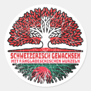 Bangladesch Bangladeschisch Schweizer Schweiz Baum Classic Round Sticker