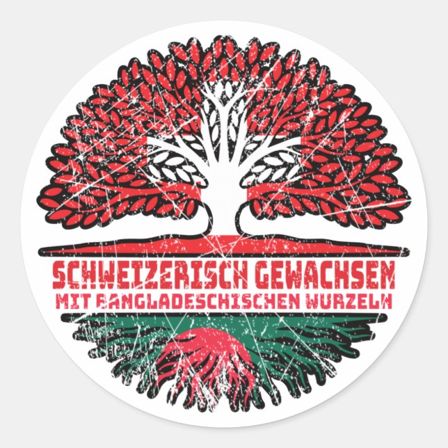 Bangladesch Bangladeschisch Schweizer Schweiz Baum Classic Round Sticker (Front)
