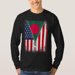 Bangladesh American Flag Zip T-Shirt