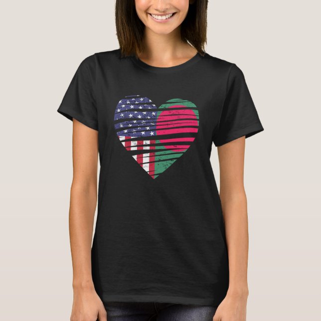 Bangladesh American Grown Heart USA Patriot Herita T-Shirt (Front)