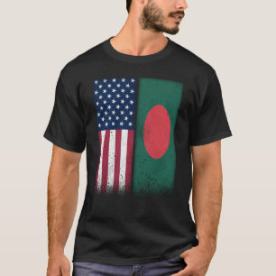 Bangladesh Bangladeshi American Flags Proud USA T-Shirt