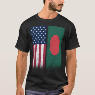 Bangladesh Bangladeshi American Flags Proud USA T-Shirt