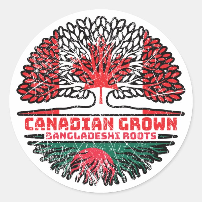 Bangladesh Bangladeshi Canadian Canada Tree Roots Classic Round Sticker (Front)