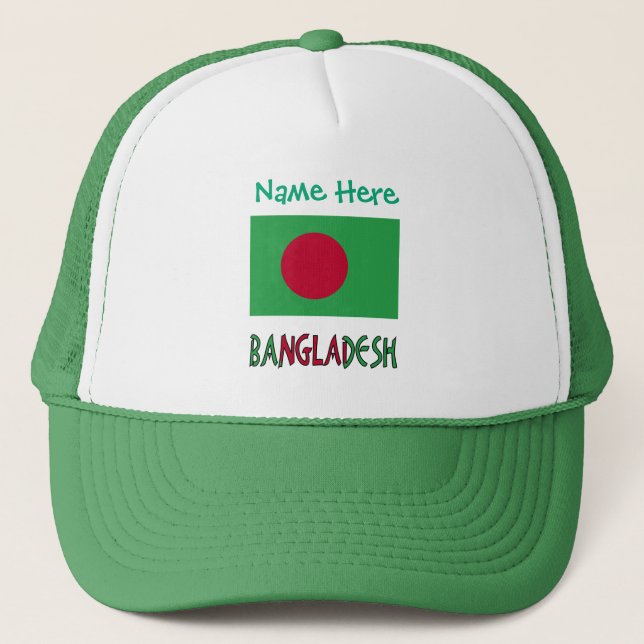 Bangladesh Bangladeshi Flag Green Personalised  Trucker Hat (Front)