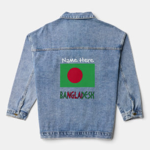 Bangladesh Bangladeshi Flag White Personalisation Denim Jacket