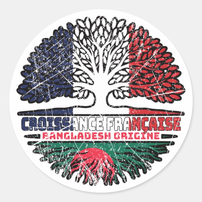 Bangladesh Bangladeshi French France Tree Roots Classic Round Sticker (Front)