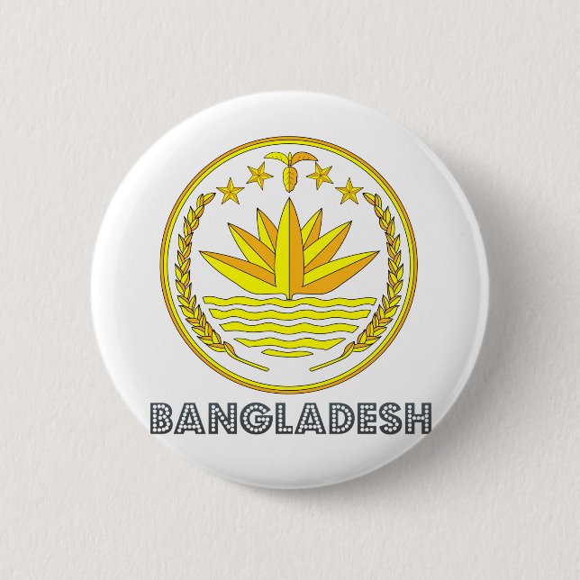 Bangladesh Coat of Arms 6 Cm Round Badge (Front)