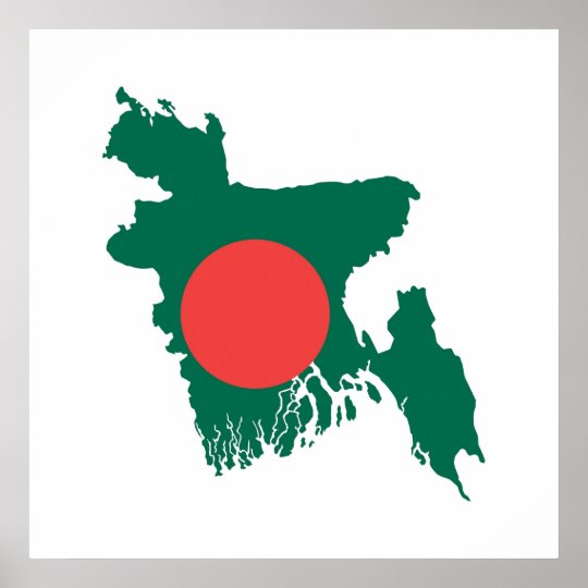 bangladesh country flag map shape symbol poster | Zazzle.co.uk