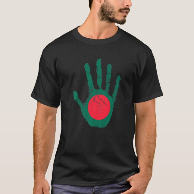 Bangladesh Dhaka Bangla Flag Hand Sport Proudly Fo T-Shirt (Front)