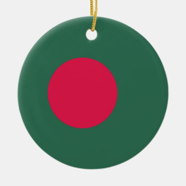 Bangladesh flag ceramic tree decoration (Front)