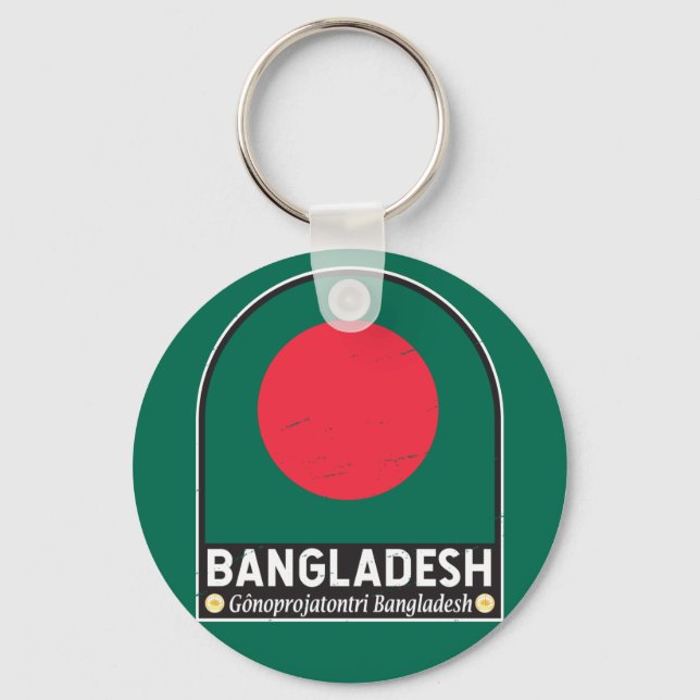 Bangladesh Flag Emblem Distressed Vintage Key Ring (Front)
