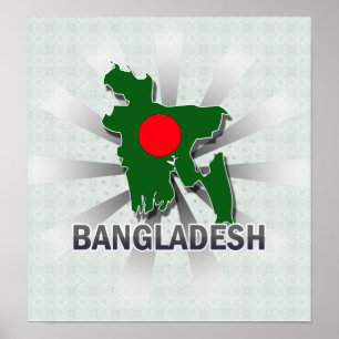 Bangladesh Flag Map 2.0 Poster